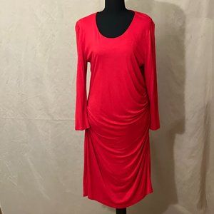 MNG by Mango Tania Long sleeve Red Jersey Dress, Size XL